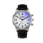 Stainless Steel Leather Strap Watch