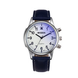 Stainless Steel Leather Strap Watch