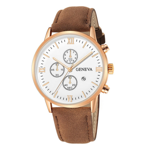 Synthetic Leather Brown Watch