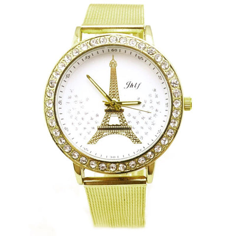 Crystal Tower Gold Stainless Women Watch